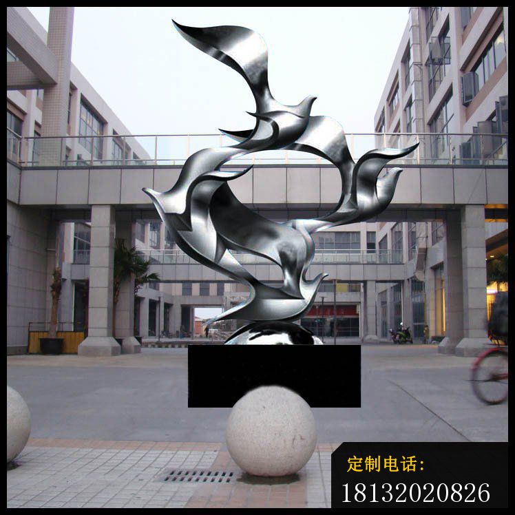 校园不锈钢抽象腾飞的鸽子雕塑_748*748