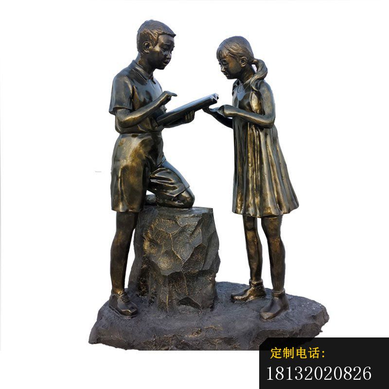 校园看书讨论问题的学生铜雕_800*800