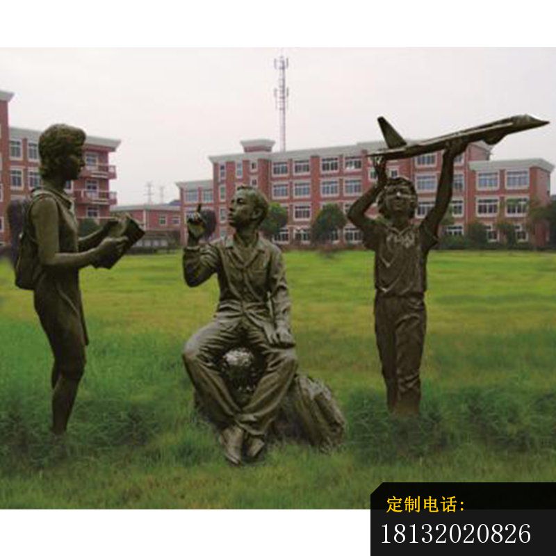 校园人物谈天说地的学生铜雕_800*800