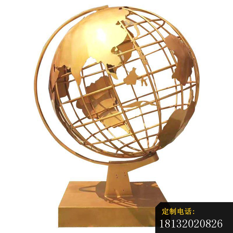 校园不锈钢金色地球雕塑_800*800