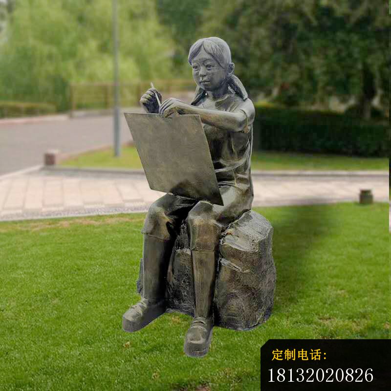 校园画画人物铜雕_800*800