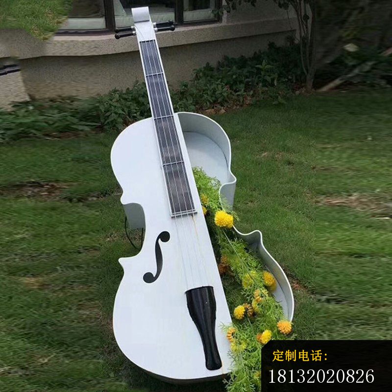 玻璃钢大提琴造型花盆雕塑_800*800