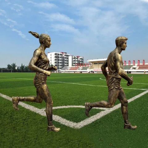 校园跑步人物铜雕