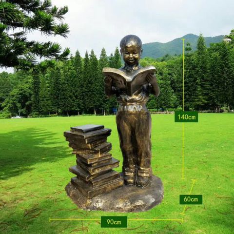 校园人物看书的学生铜雕