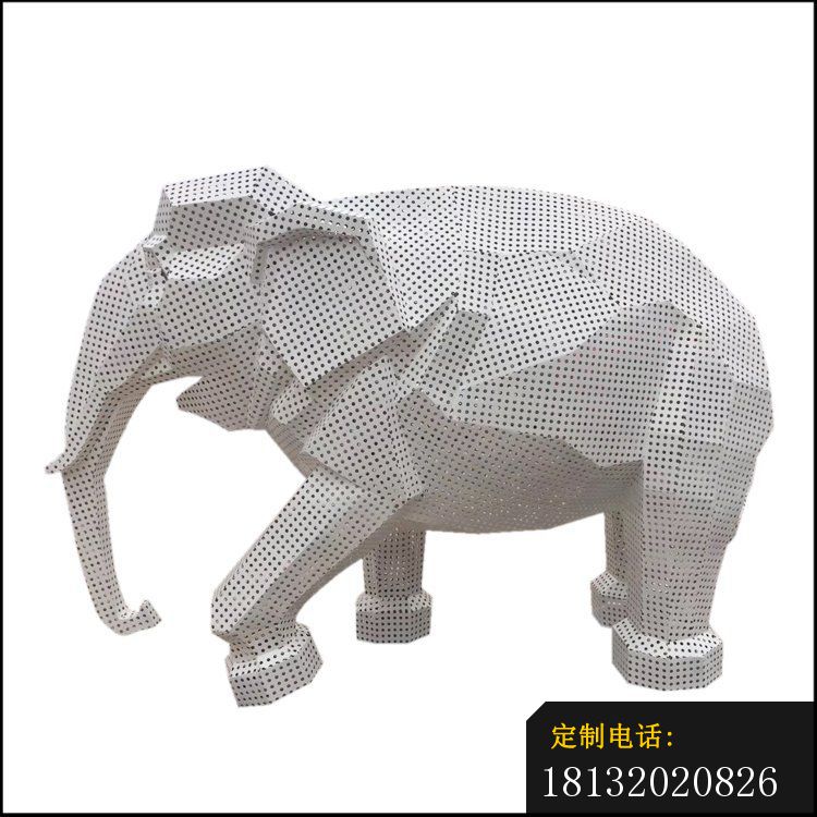不锈钢镂空几何大象雕塑_750*750