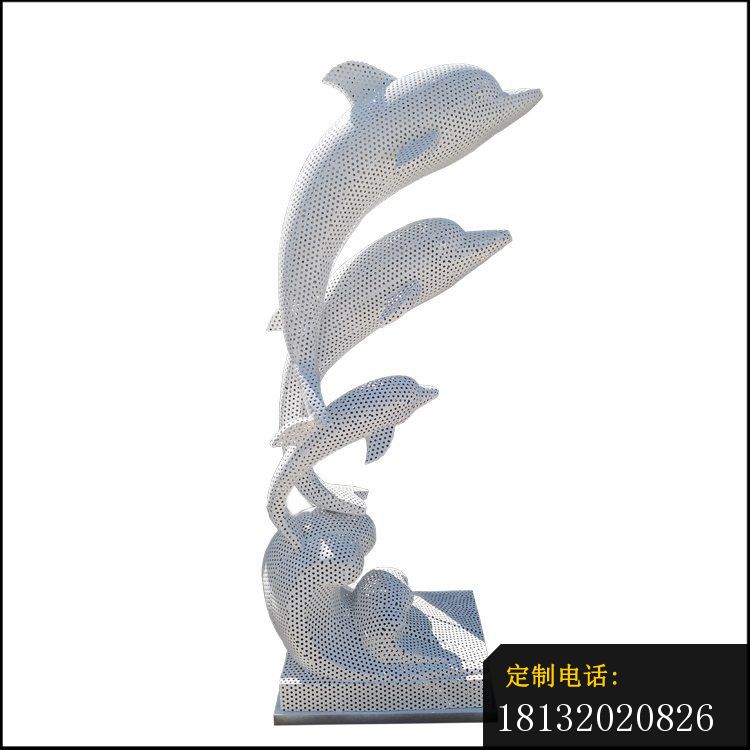 不锈钢镂空跳跃海豚雕塑_750*750