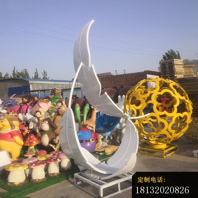 不锈钢喷漆羽毛雕塑 (4)_800*800