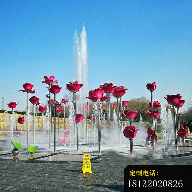 不锈钢喷泉玫瑰花雕塑_750*750