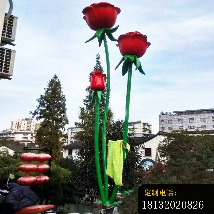 彩色不锈钢玫瑰花雕塑 (3)_750*750