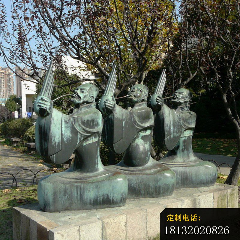 成语故事青铜滥竽充数雕塑 (2)_800*800
