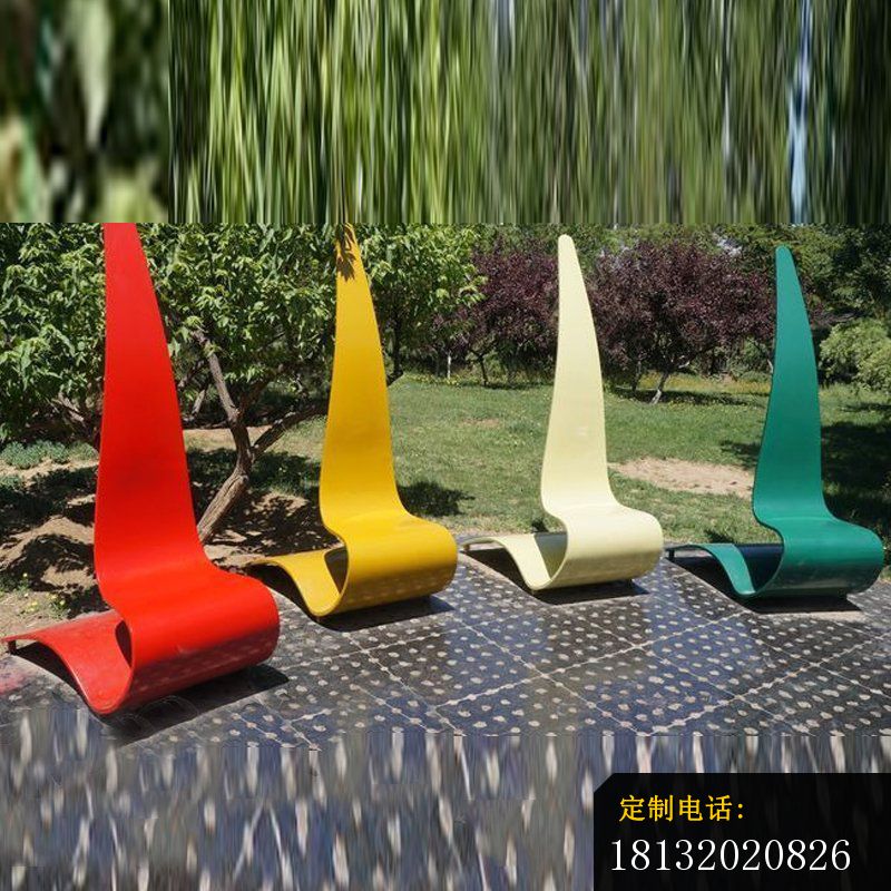 彩色不锈钢几何造型座椅雕塑_800*800