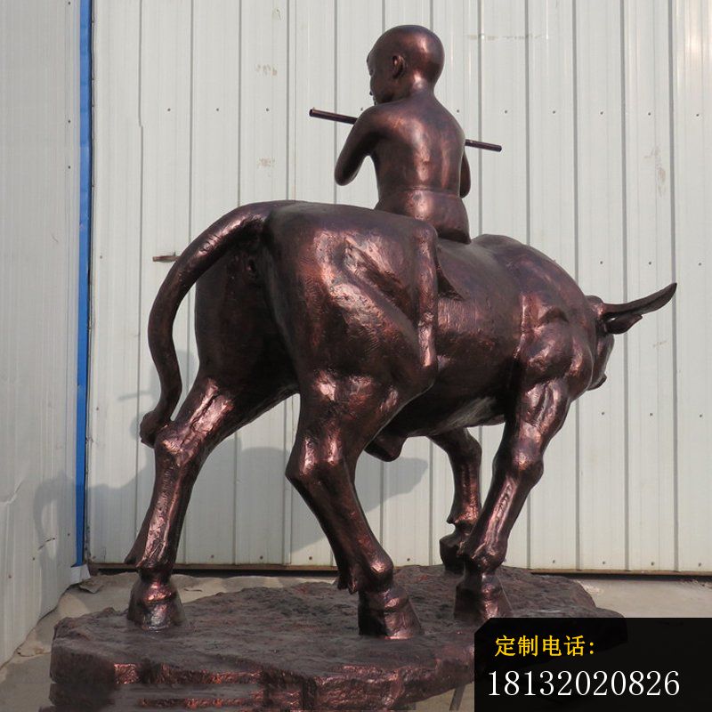吹笛子的牧童牛铜雕 (3)_800*800