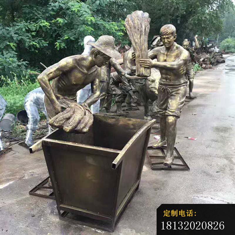 打稻谷农耕人物铜雕 (2)_800*800