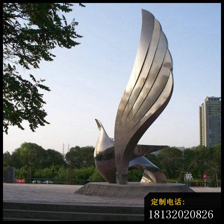 大型不锈钢抽象和平鸽雕塑_750*750