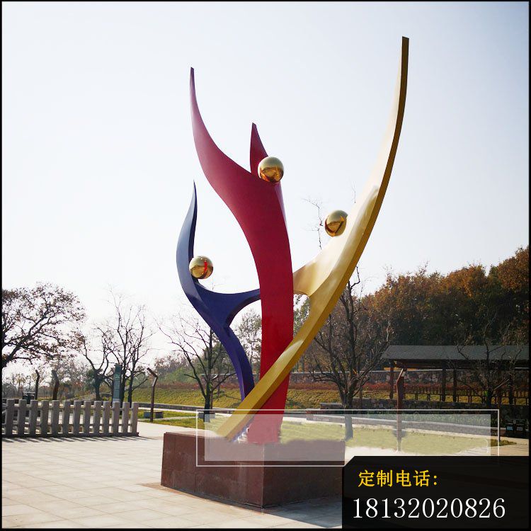 大型不锈钢抽象跳舞人物雕塑_750*750
