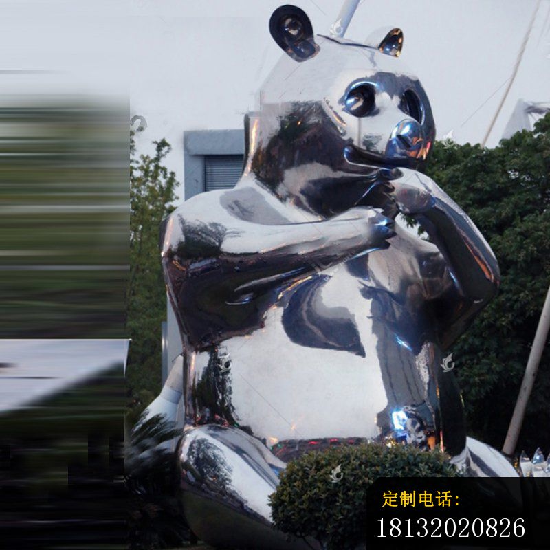 大型不锈钢镜面熊猫雕塑_800*800