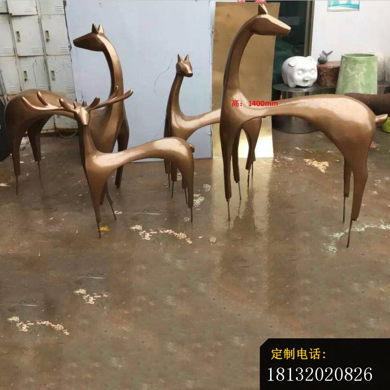 公园动物抽象小鹿铜雕 (2)_800*800