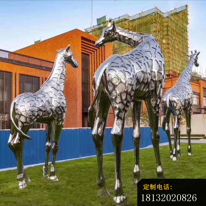 公园不锈钢大型长颈鹿雕塑 (2)_800*800
