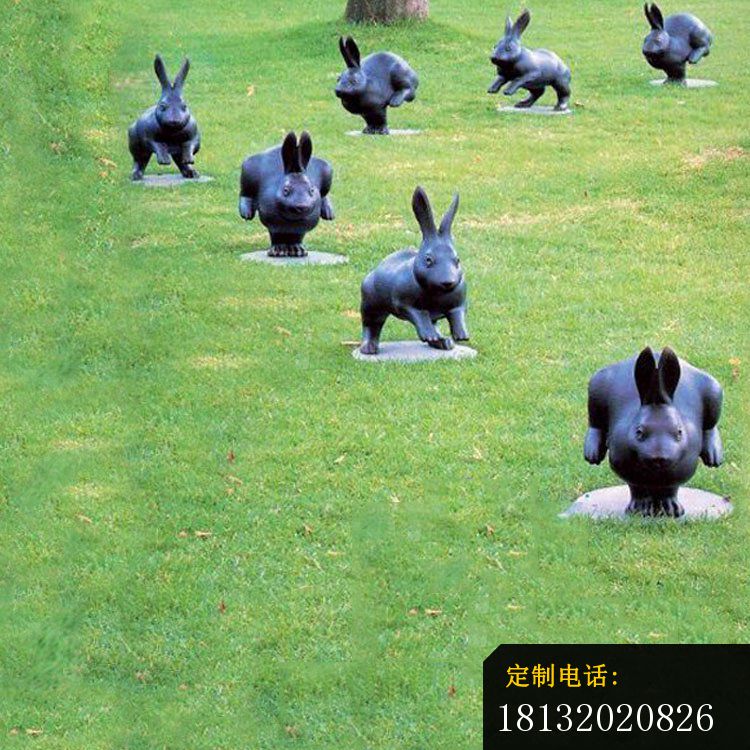 公园动物奔跑的兔子铜雕 (1)_750*750