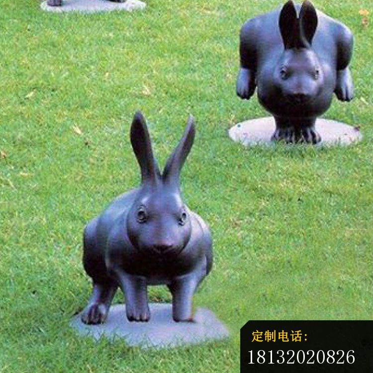 公园动物奔跑的兔子铜雕 (2)_750*750