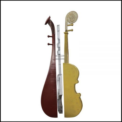 不锈钢抽象琵琶和大提琴雕塑