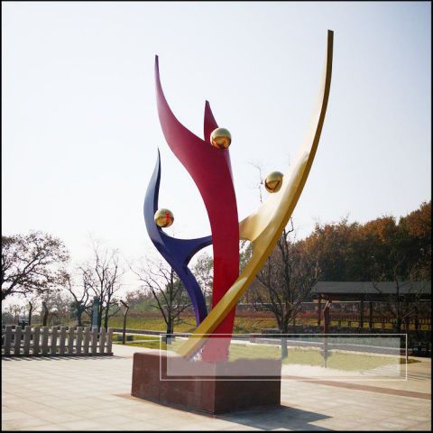大型不锈钢抽象跳舞人物雕塑