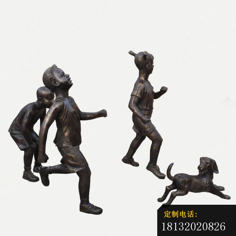 童趣主题跑步的儿童铜雕_800*800