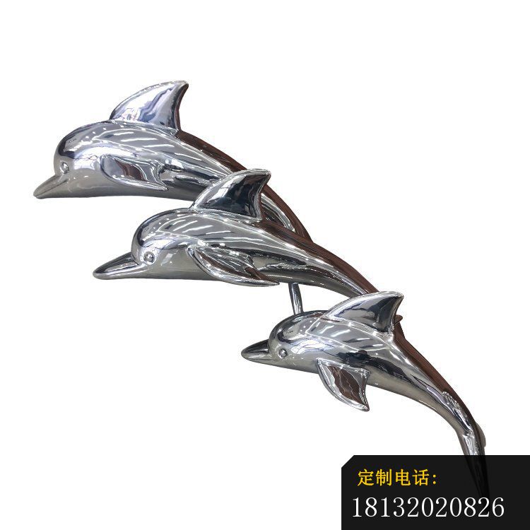 镜面不锈钢跳跃的海豚雕塑_750*750
