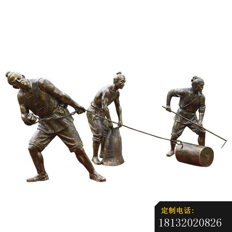 农耕主题古代劳动人物铜雕_800*800