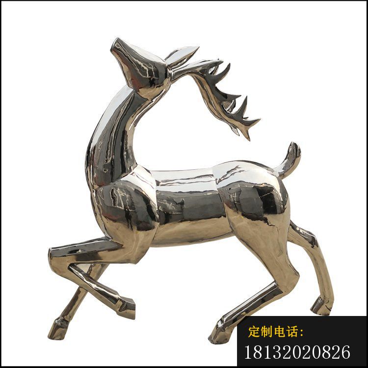 镜面不锈钢奔跑的鹿雕塑_750*750