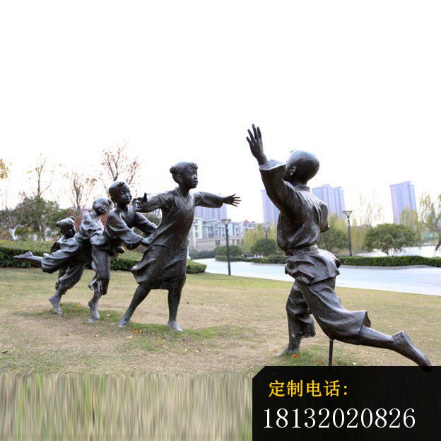童趣主题铜雕老鹰捉小鸡_624*624
