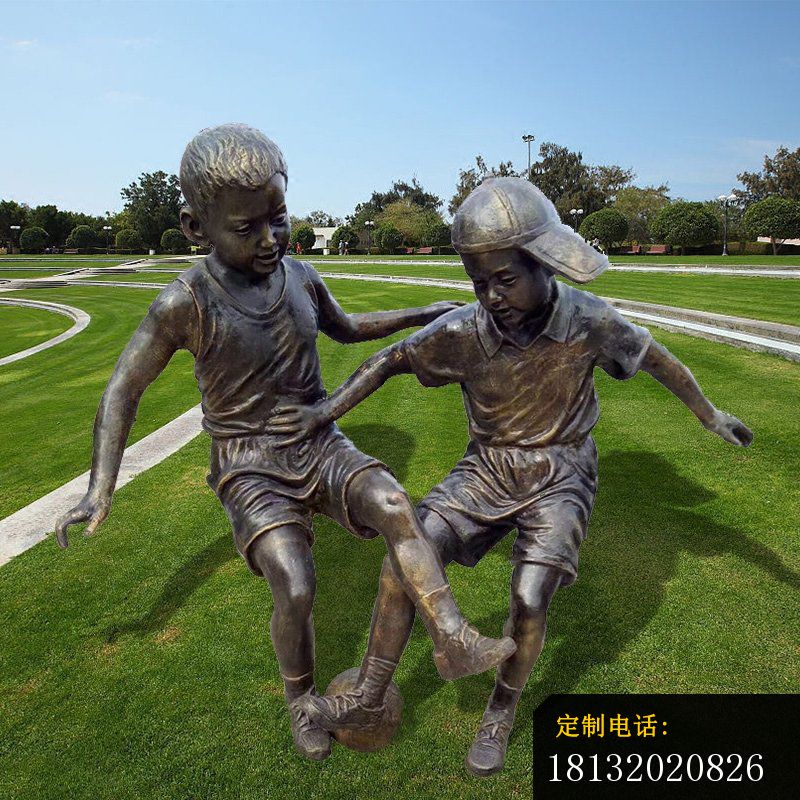 童趣主题踢足球儿童铜雕_800*800