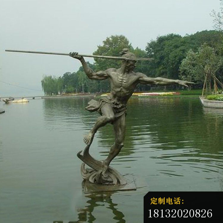 古代人物叉鱼铜雕_750*750
