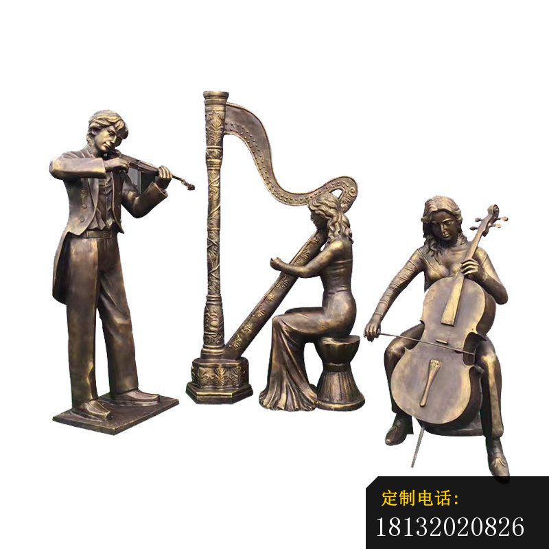 铸铜演奏提琴竖琴的西方人物 (2)_800*800