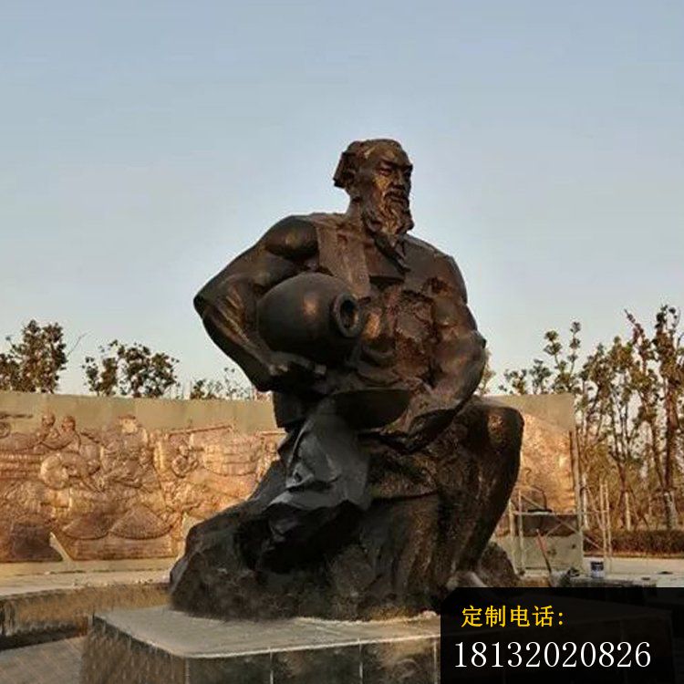 古代名人酒祖杜康铜雕_750*750