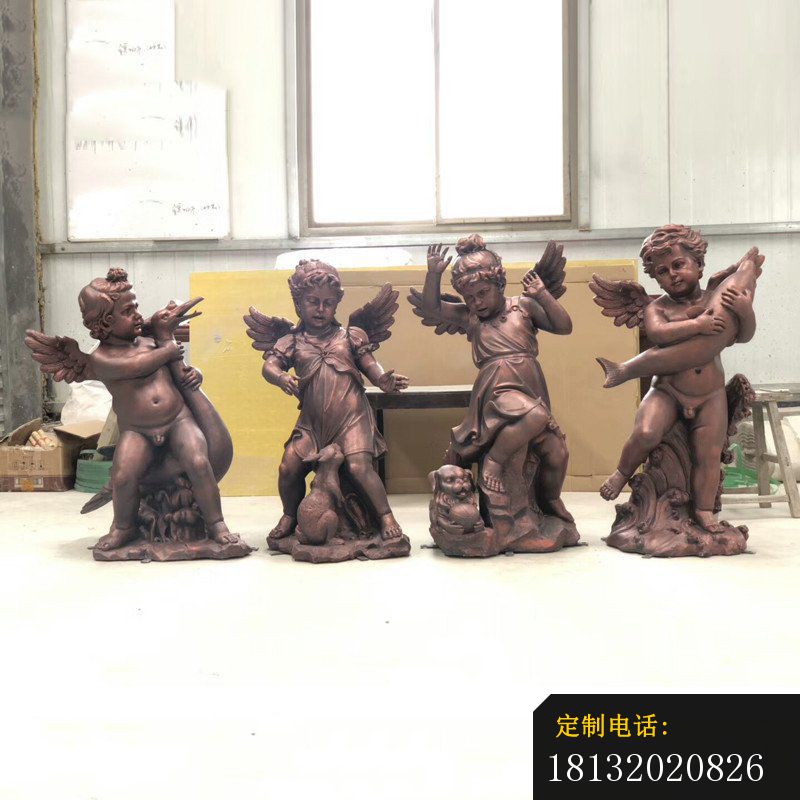 西方小天使和小动物铜雕 (2)_800*800