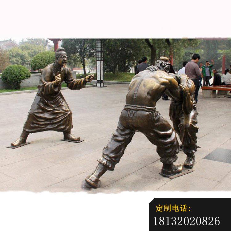 古代摔跤人物铜雕_750*750
