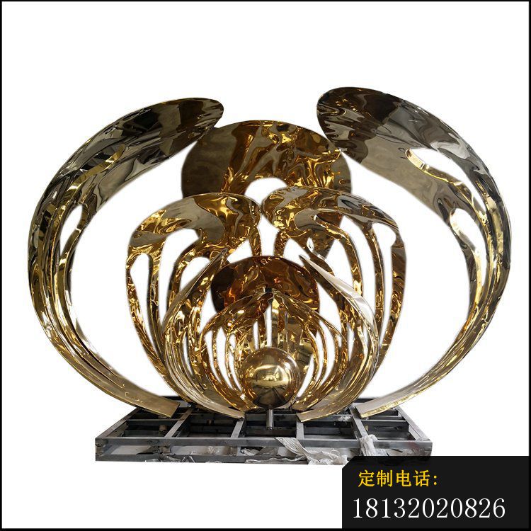 镜面不锈钢抽象珍珠贝壳雕塑_750*750
