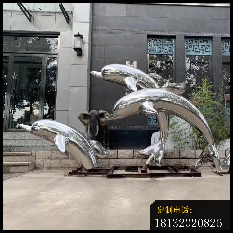水景不锈钢跳跃的海豚雕塑 (3)_751*751