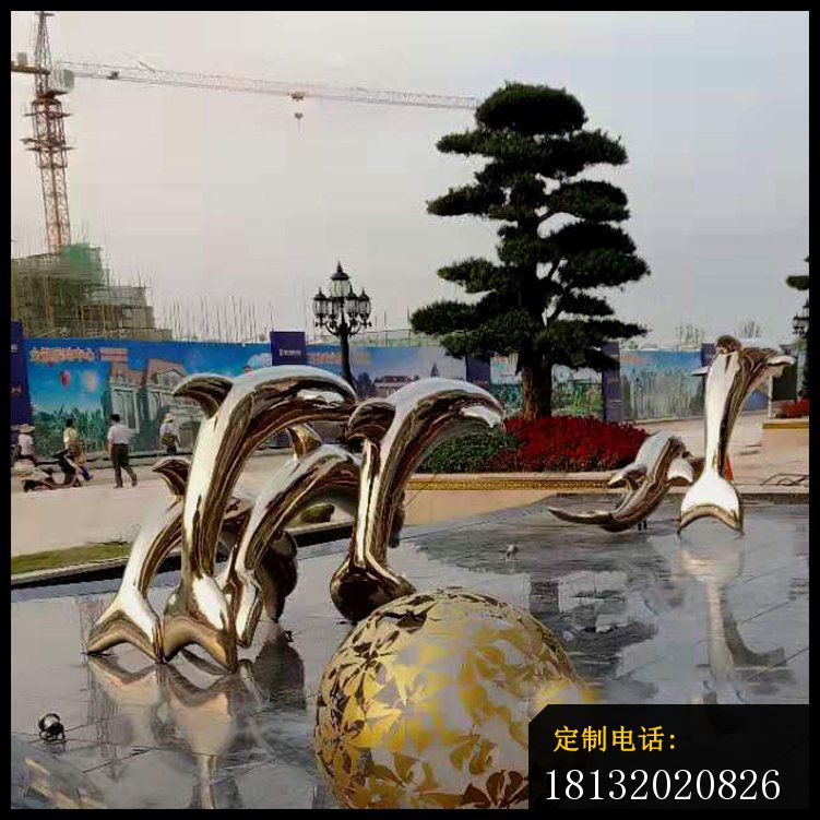 水景不锈钢跳跃的海豚雕塑 (2)_751*751