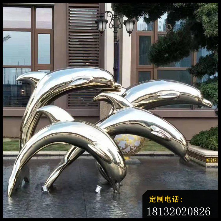 水景不锈钢跳跃的海豚雕塑 (1)_751*751