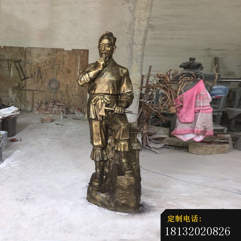 古代名人木匠祖师鲁班铜雕 (1)_800*800