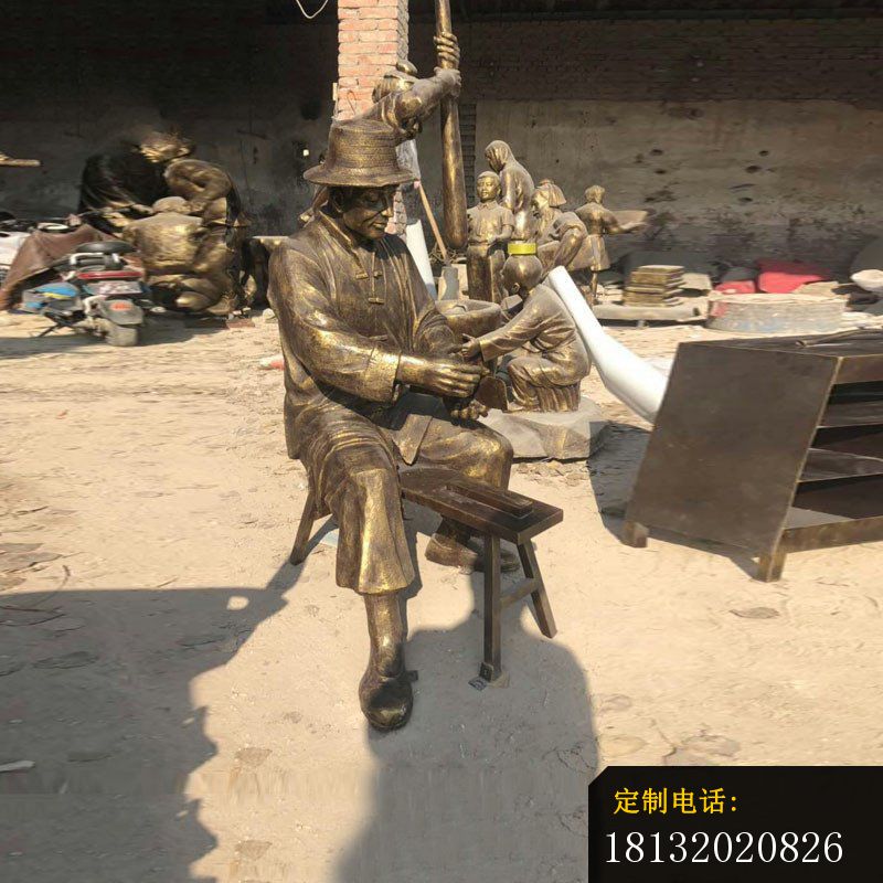 民俗磨刀人物铜雕_800*800