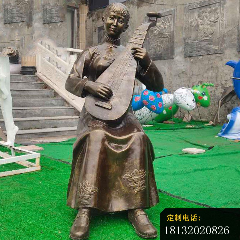 拉二胡唱戏人物铜雕 (3)_800*800