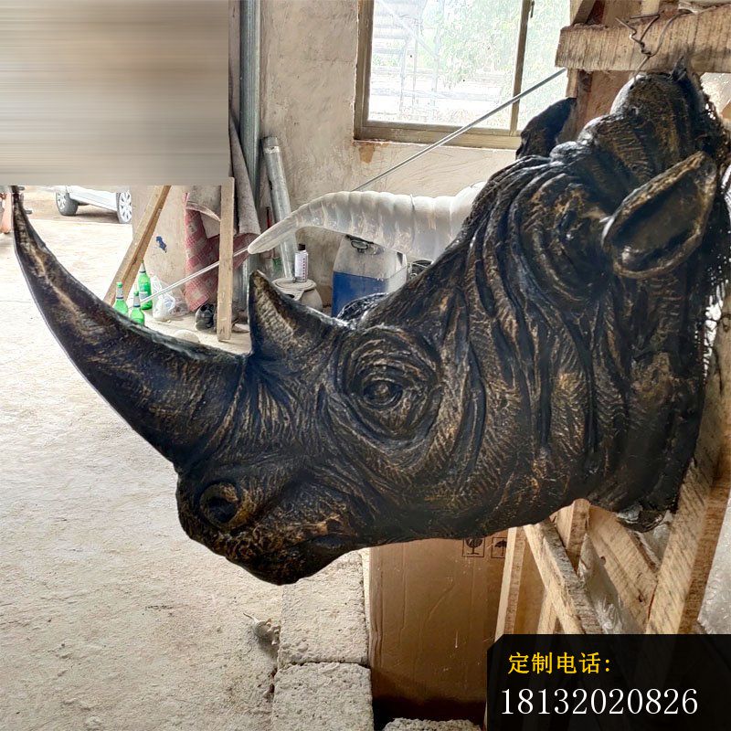 墙壁犀牛头铜雕 (2)_800*800