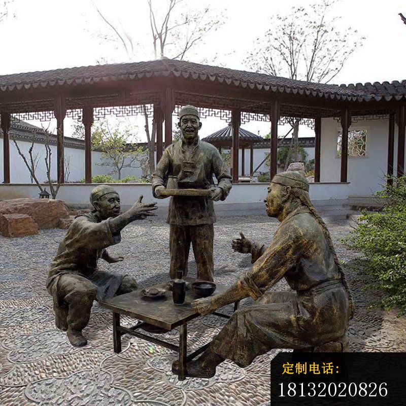 古代民俗喝酒猜拳人物铜雕_800*800