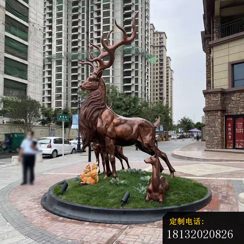 别墅公园群鹿铜雕（1）_800*800