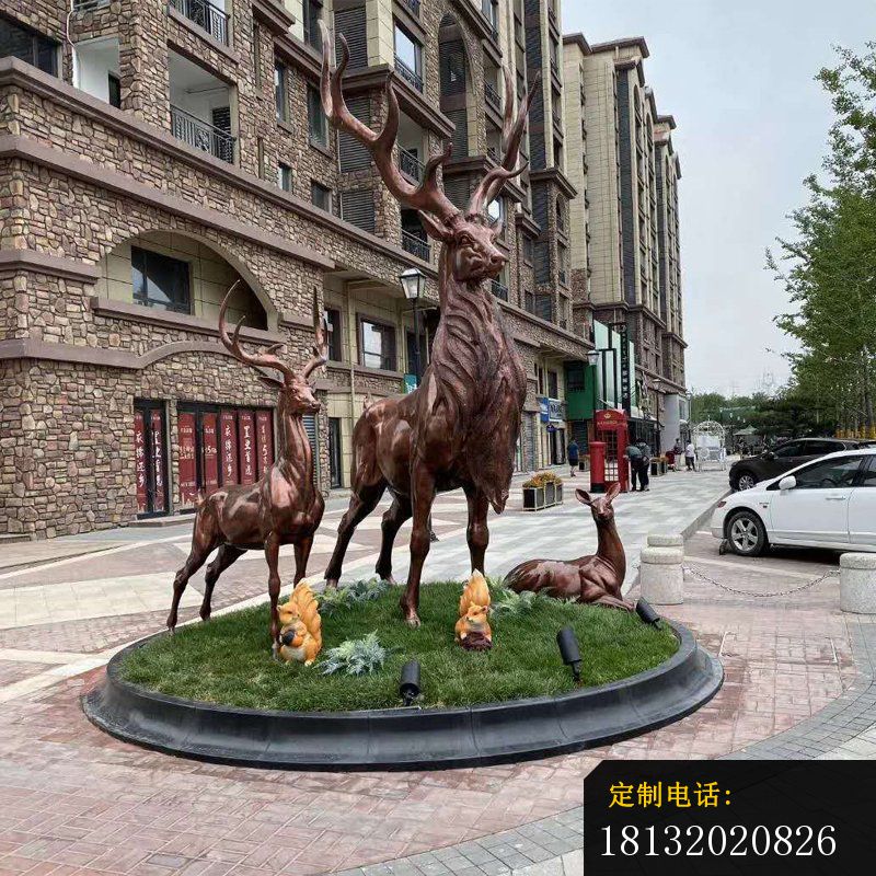 别墅公园群鹿铜雕_800*800