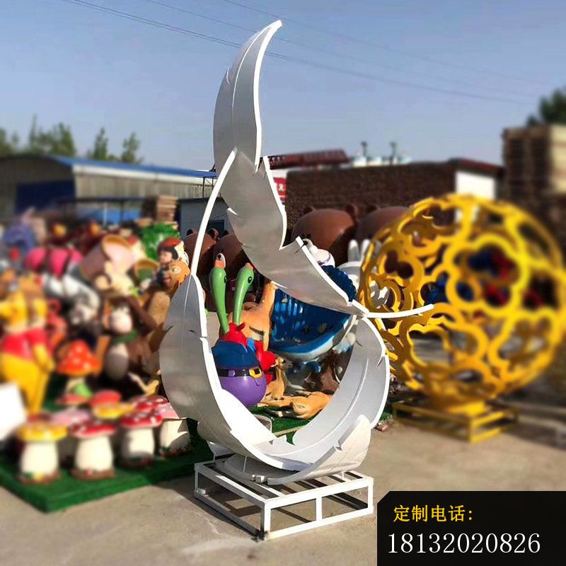 景区不锈钢抽象羽毛雕塑 (1)_800*800