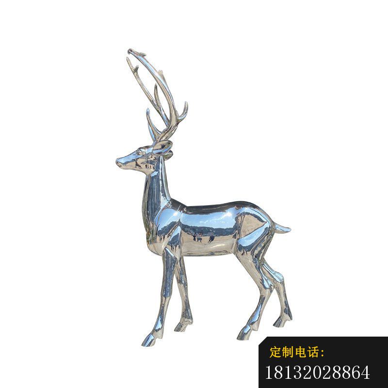 镜面不锈钢抽象小鹿雕塑_800*800